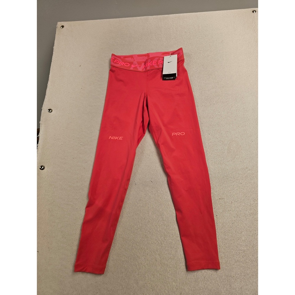 Nike Pro Womens Mid Rise 7/8 Training Leggings Red Pink‎ FV7397-629 Small